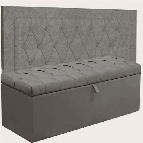 Kit Cabeceira Lunna + Calçadeira Itália Queen 160 CM Suede Cinza - D A Decor