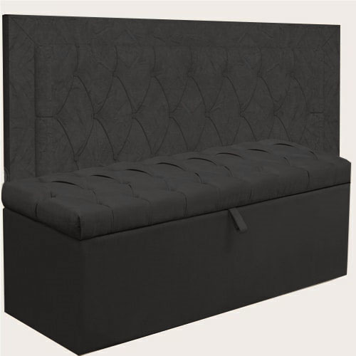 Kit Cabeceira Lunna + Calçadeira Itália Queen 160 CM Suede Preto - D A Decor