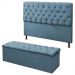 Kit Cabeceira Maria+ Calçadeira Itália Queen 160 CM Suede Azul Turquesa- D A Decor