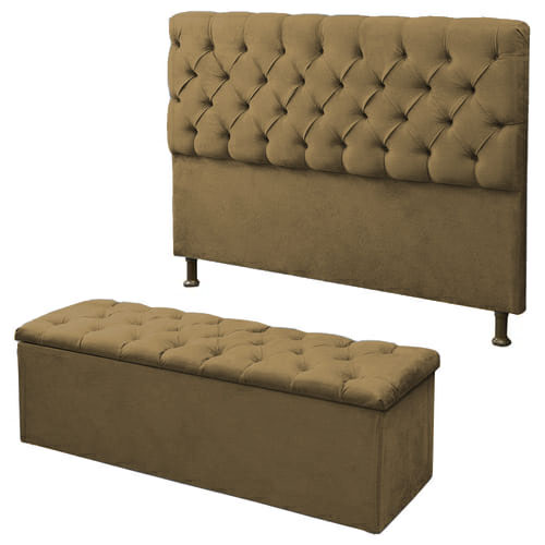Kit Cabeceira Maria+ Calçadeira Itália Queen 160 CM Suede Camurça - D A Decor