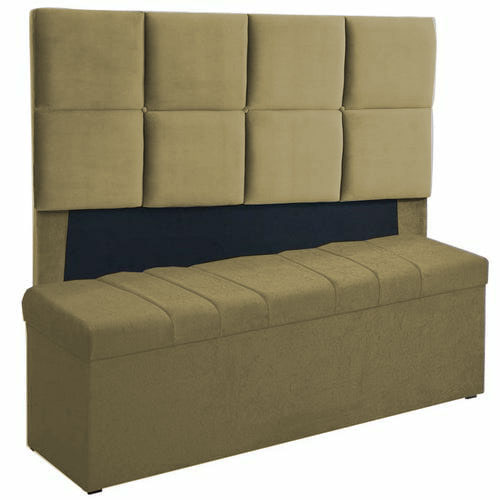 Kit Cabeceira Poliana+ Calçadeira Kiara King 195 CM Suede Camurça - D A Decor