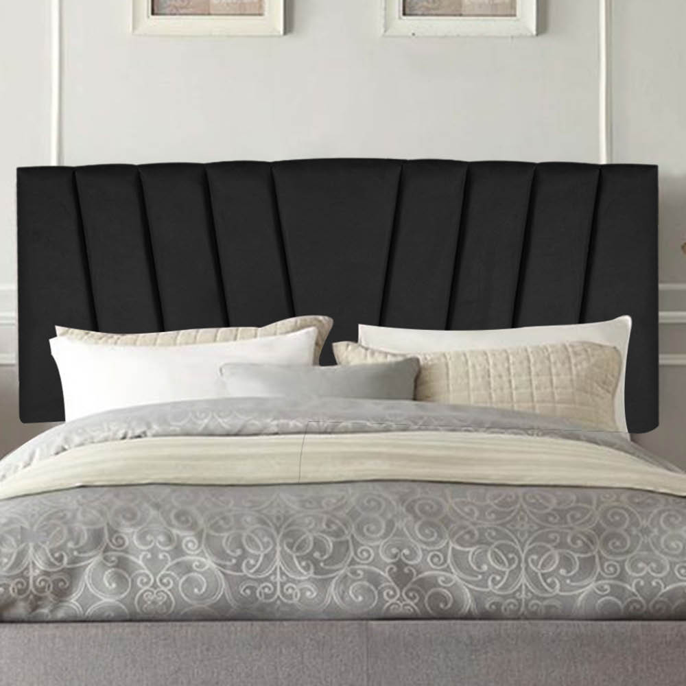 Painel Estofada Bélgica 100CM Solteiro Suede Preto - D A DECOR