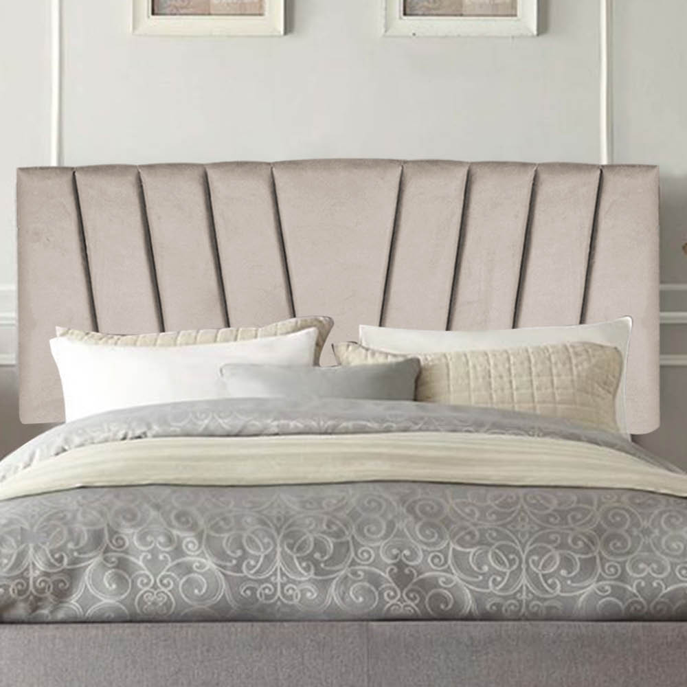 Painel Estofada Bélgica 195CM King Suede Bege - D A DECOR