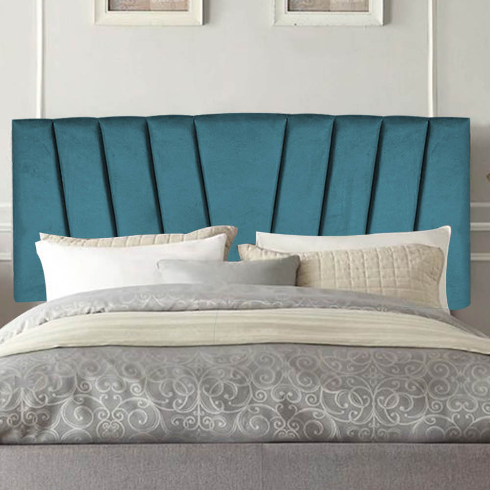 Painel Estofada Bélgica 90CM Solteiro Suede Azul Turquesa - D A DECOR