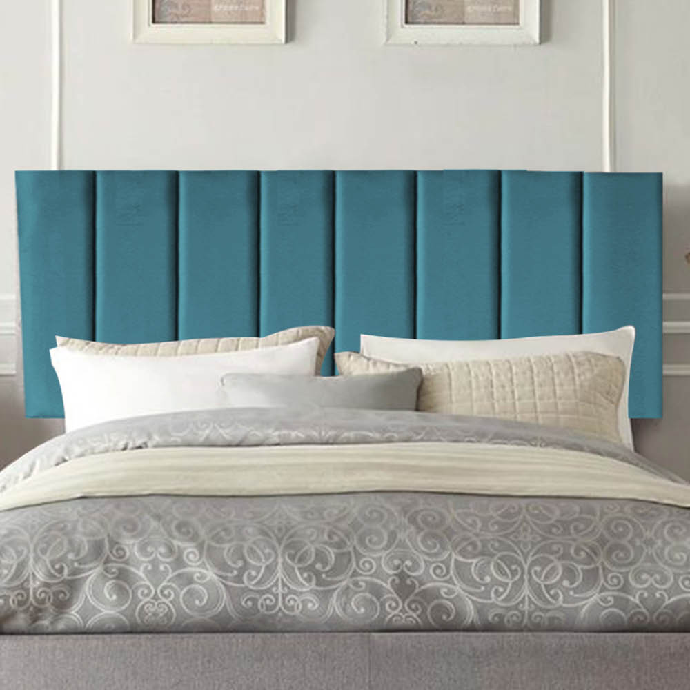Painel Estofada Carla 100CM Solteiro Suede Azul Turquesa - D A DECOR