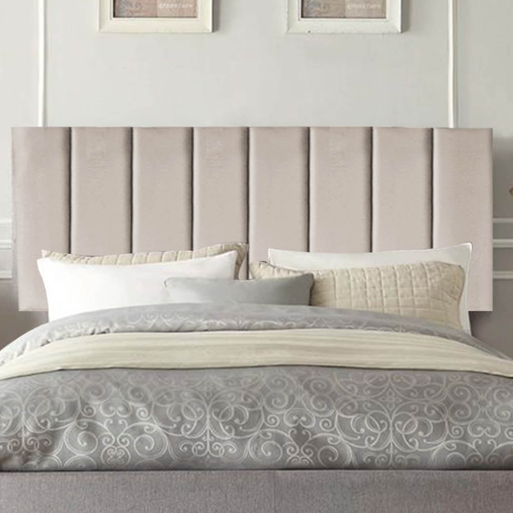 Painel Estofada Carla 195CM King Suede Bege - D A DECOR