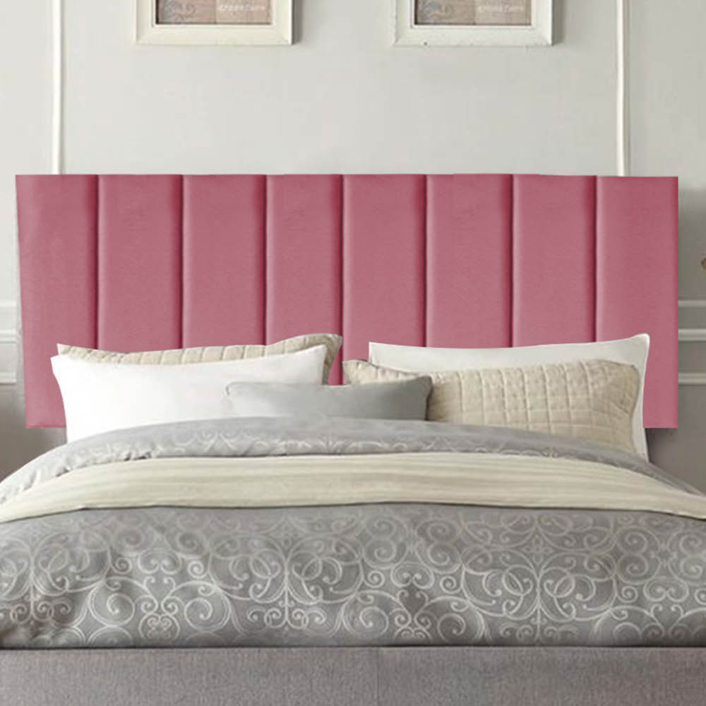 Painel Estofada Carla 90CM Solteiro Suede Rosa - D A DECOR