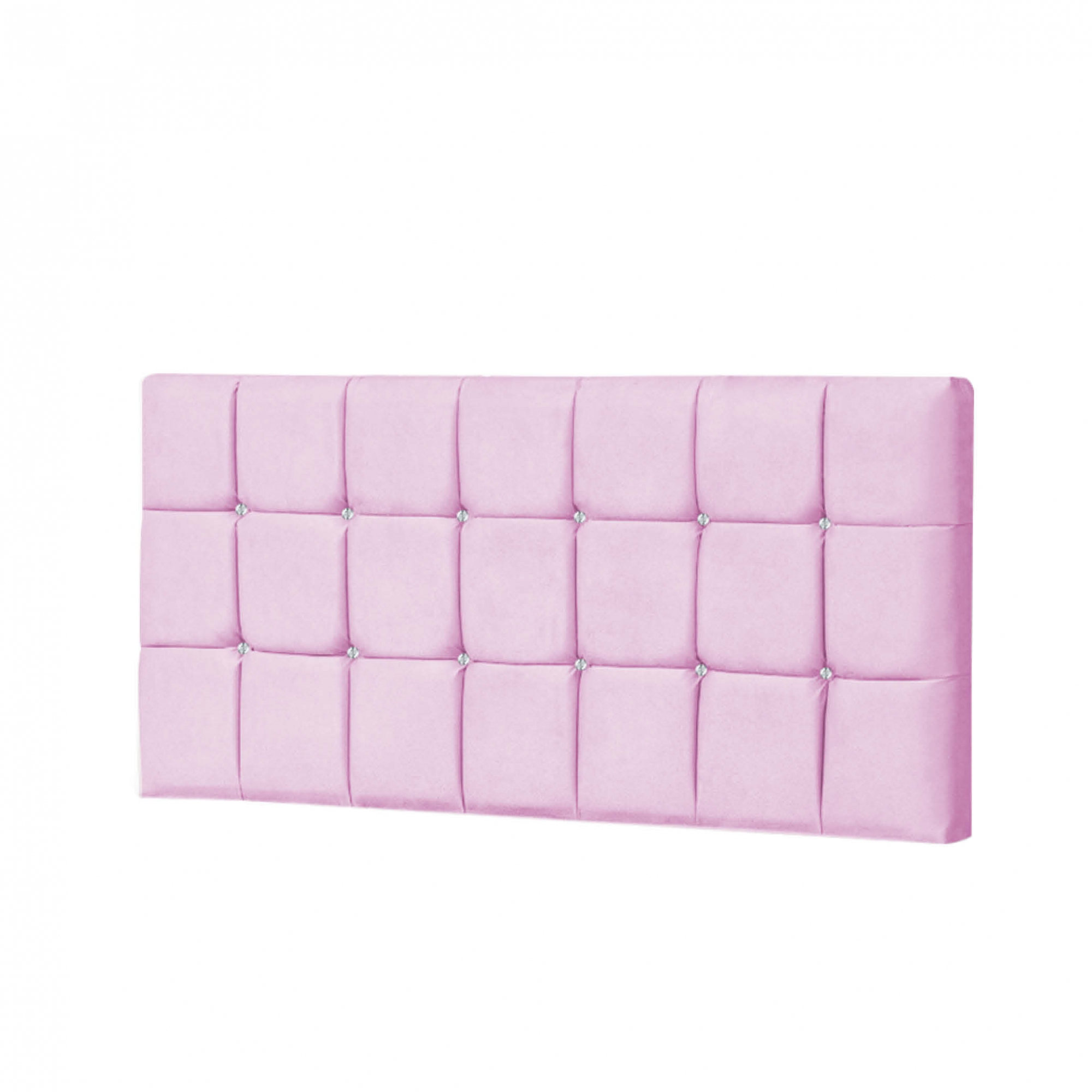 Painel Estofada Espanha 100CM Solteiro Strass Suede Rosa - D A DECOR