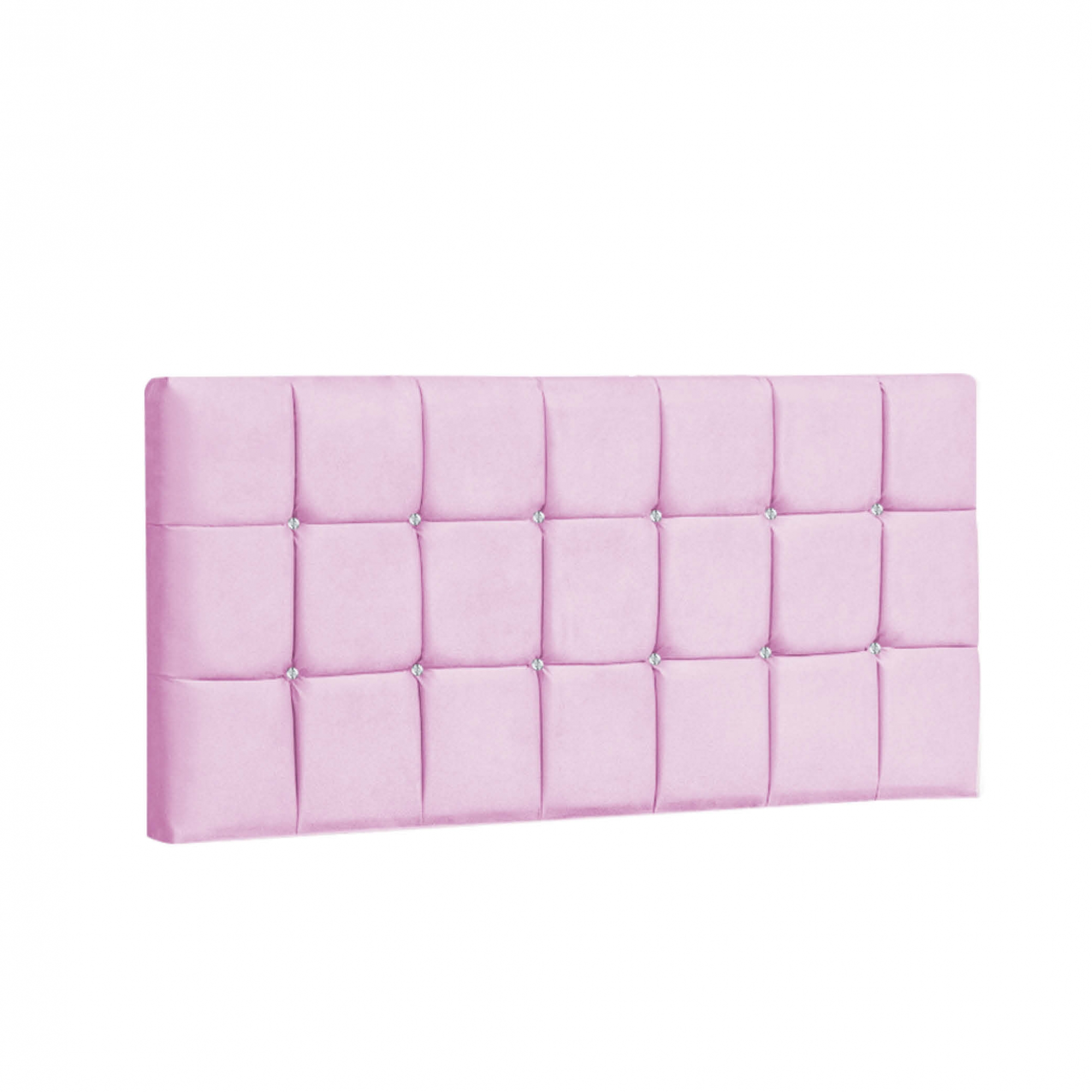 Painel Estofada Espanha 100CM Solteiro Strass Suede Rosa - D A DECOR