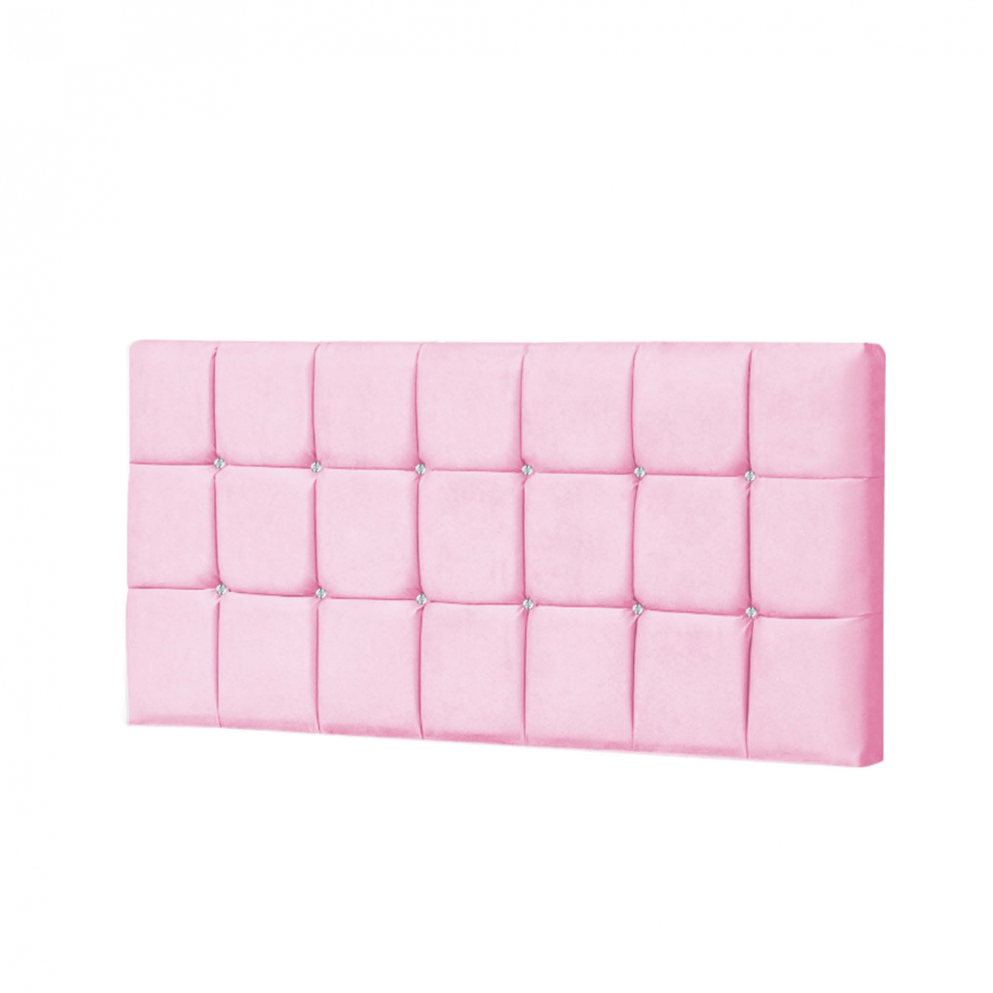Painel Estofada Espanha 140CM Casal Strass Suede Rosa - D A DECOR