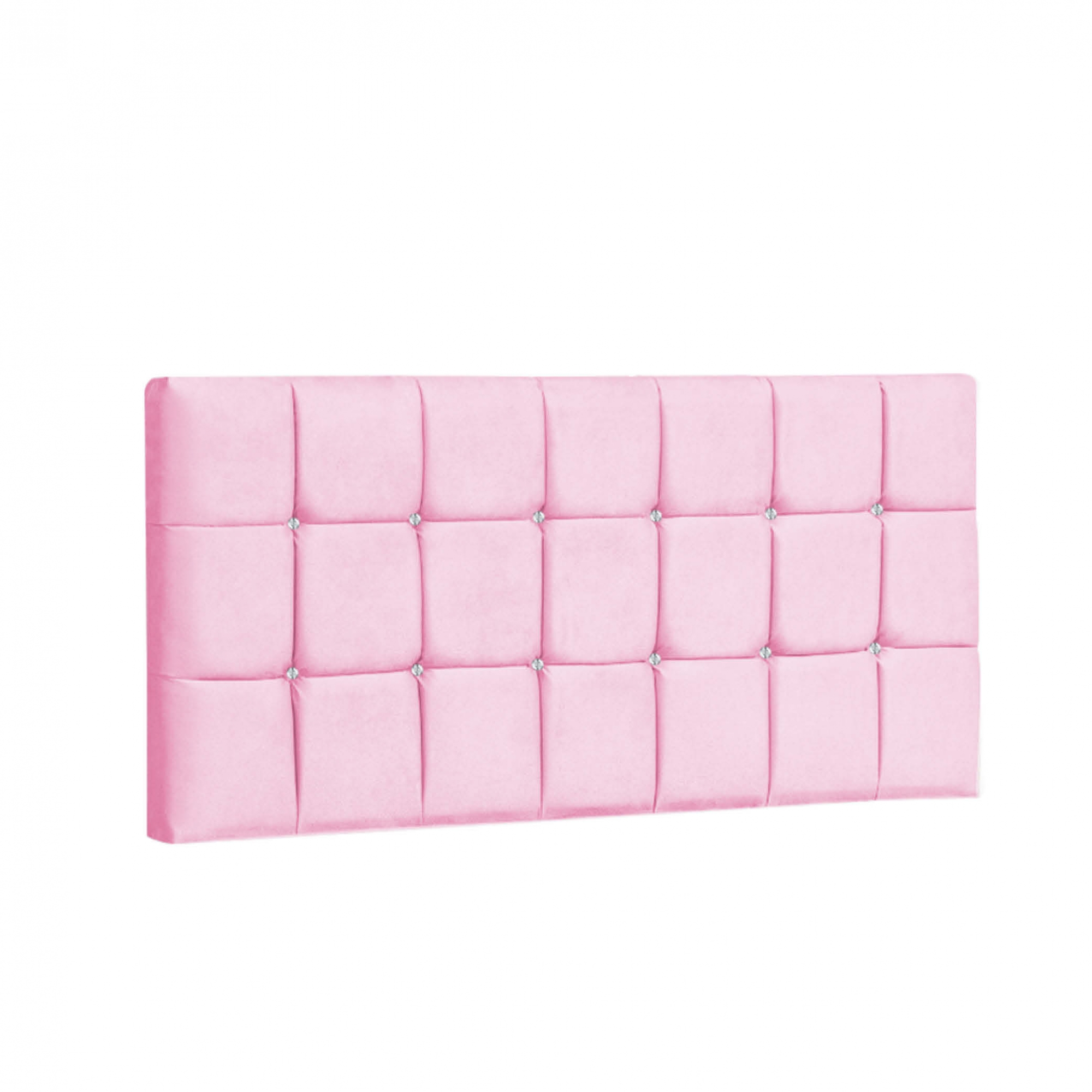 Painel Estofada Espanha 140CM Casal Strass Suede Rosa - D A DECOR