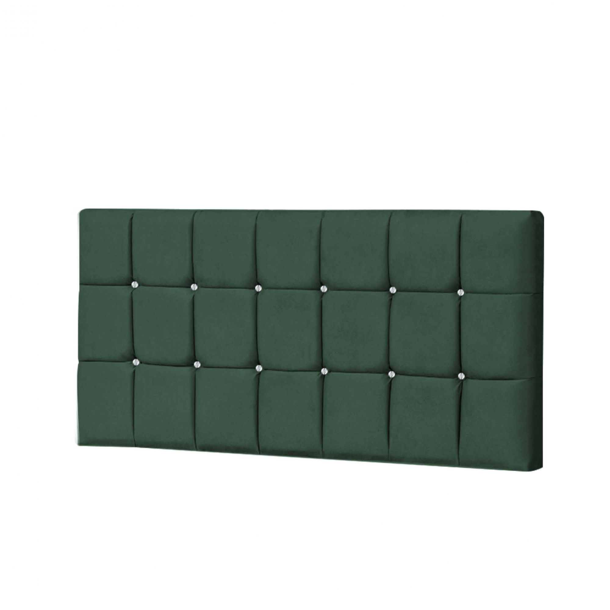 Painel Estofada Espanha 140CM Casal Strass Suede Verde - D A DECOR