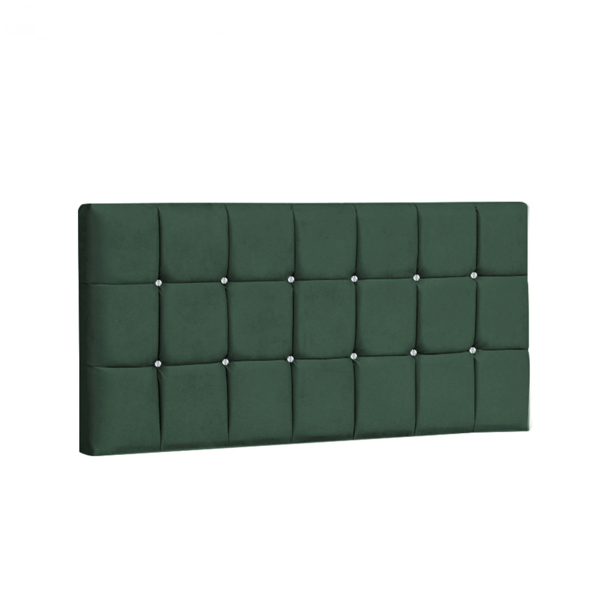 Painel Estofada Espanha 140CM Casal Strass Suede Verde - D A DECOR