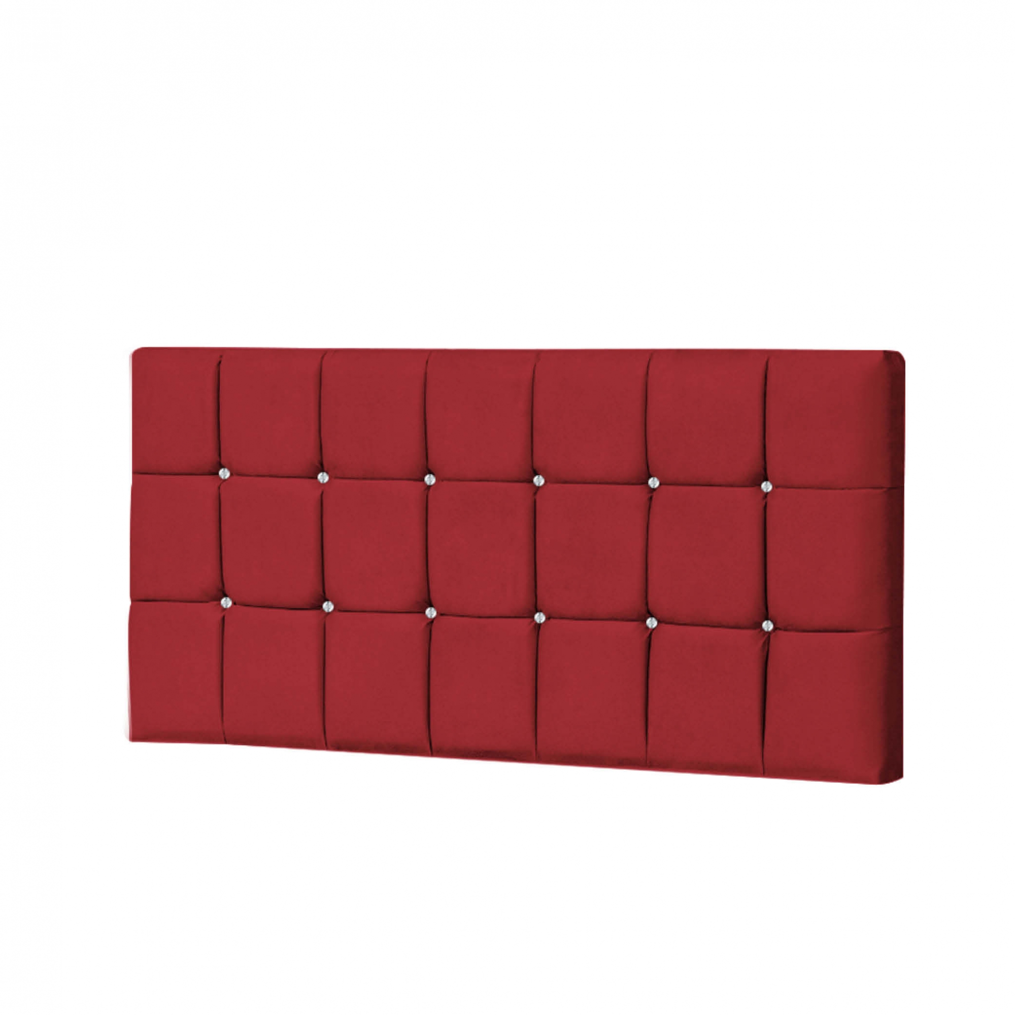 Painel Estofada Espanha 140CM Casal Strass Suede Vermelho - D A DECOR