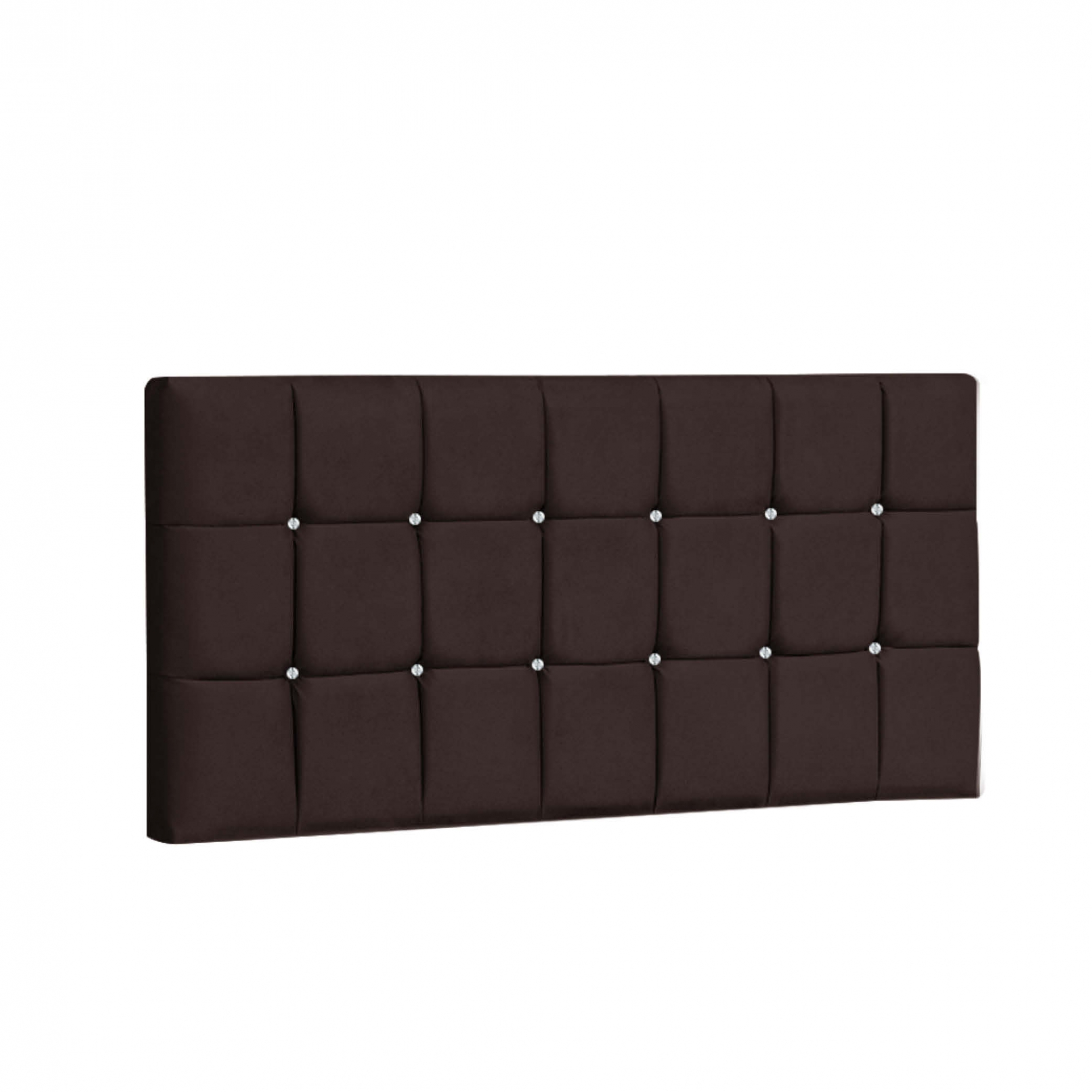 Painel Estofada Espanha 160CM Queen Strass Suede Marrom - D A DECOR