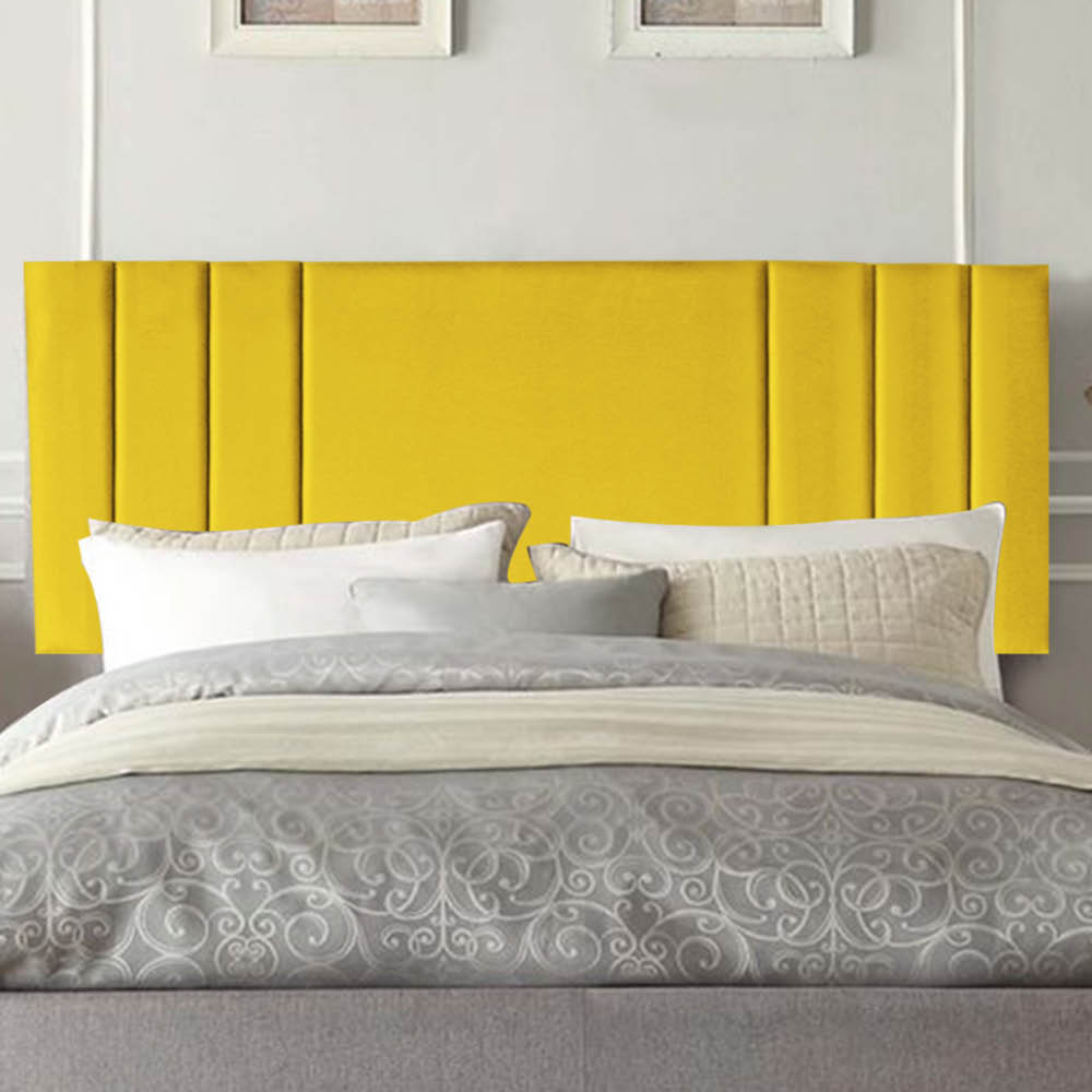 Painel Estofada Grécia 100CM Solteiro Suede Amarelo - D A DECOR