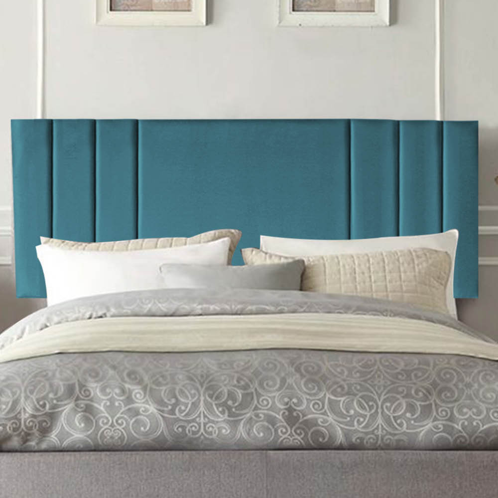 Painel Estofada Grécia 100CM Solteiro Suede Azul Turquesa - D A DECOR