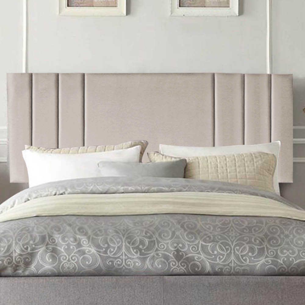 Painel Estofada Grécia 195CM King Suede Bege - D A DECOR