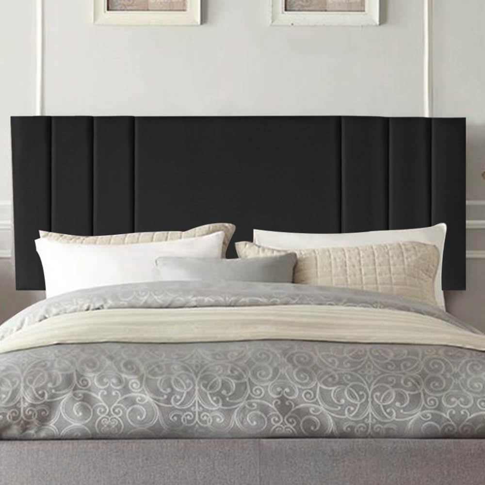 Painel Estofada Grécia 90CM Solteiro Suede Preto - D A DECOR