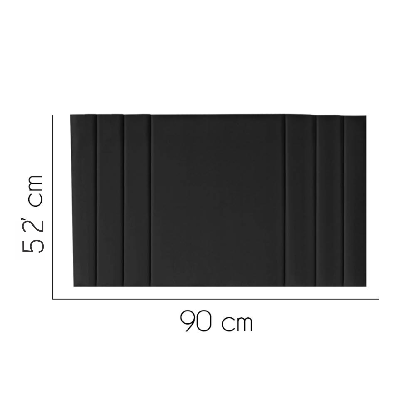 Painel Estofada Grécia 90CM Solteiro Suede Preto - D A DECOR