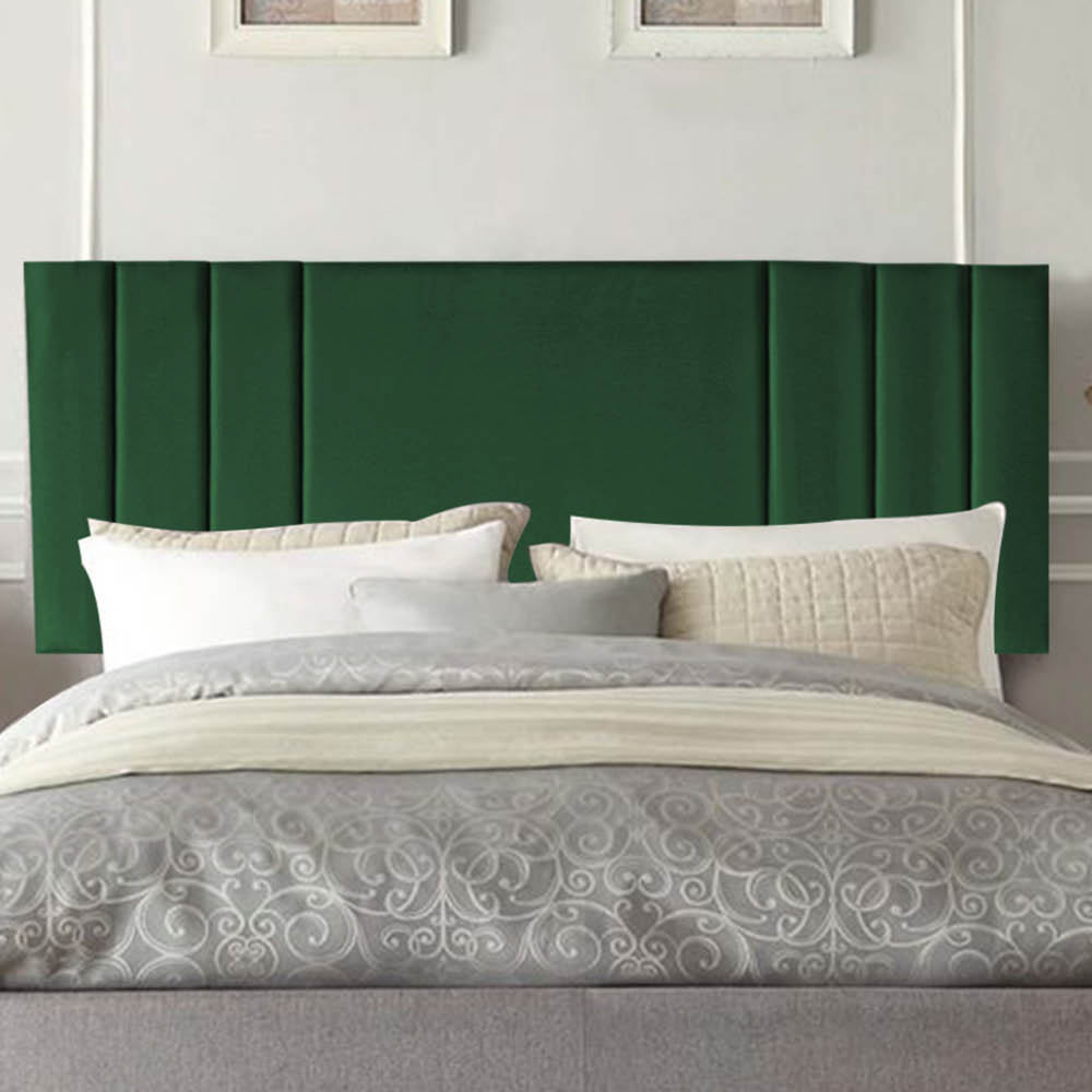 Painel Estofada Grécia 90CM Solteiro Suede Verde - D A DECOR
