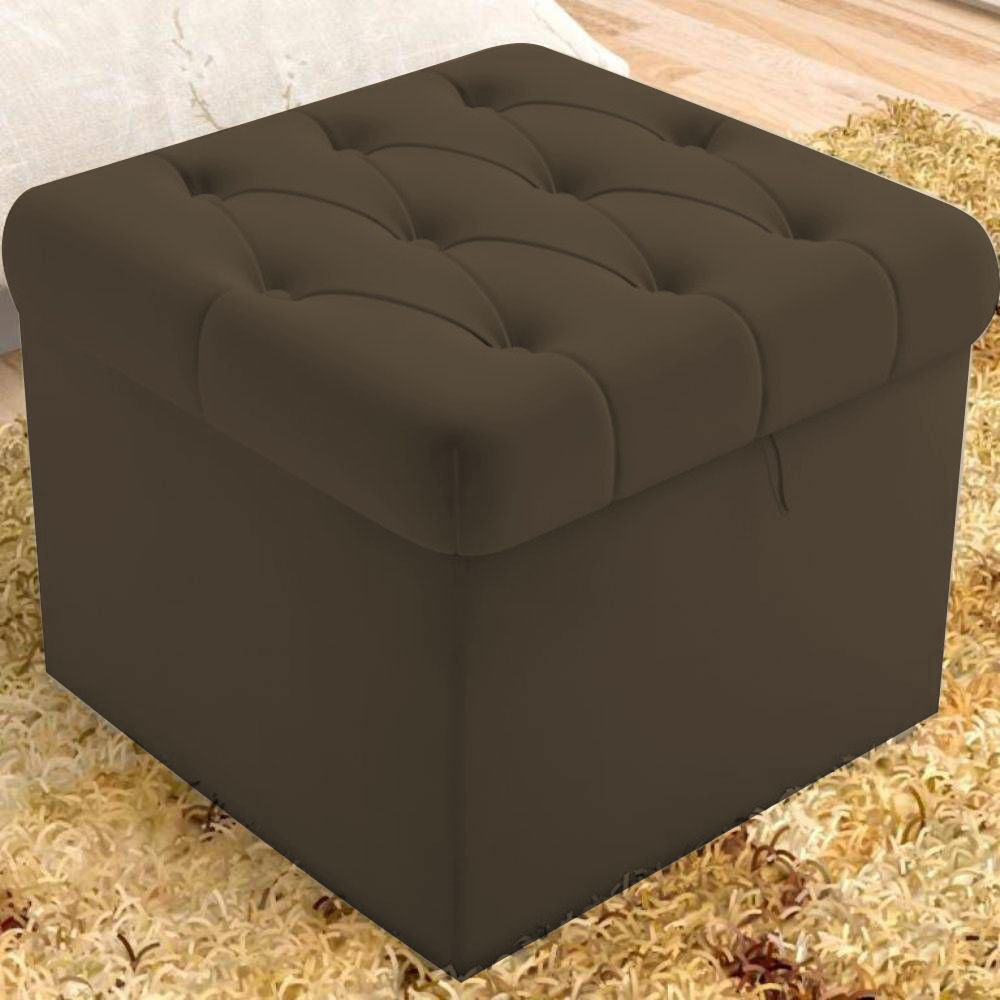 Puff Baú Malli 40X50X50 Suede Marrom - D A Decor