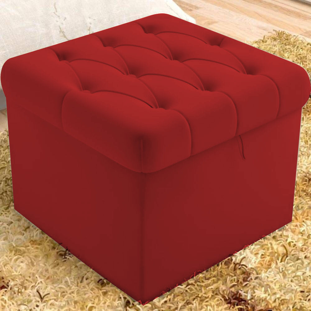 Puff Baú Malli 40X50X50 Suede Vermelho - D A Decor