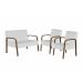 Conjunto Luna 1 Poltrona 2 Lugares e 2 Poltronas de 1 Lugar Braço Madeira  D Salla Courino Branco