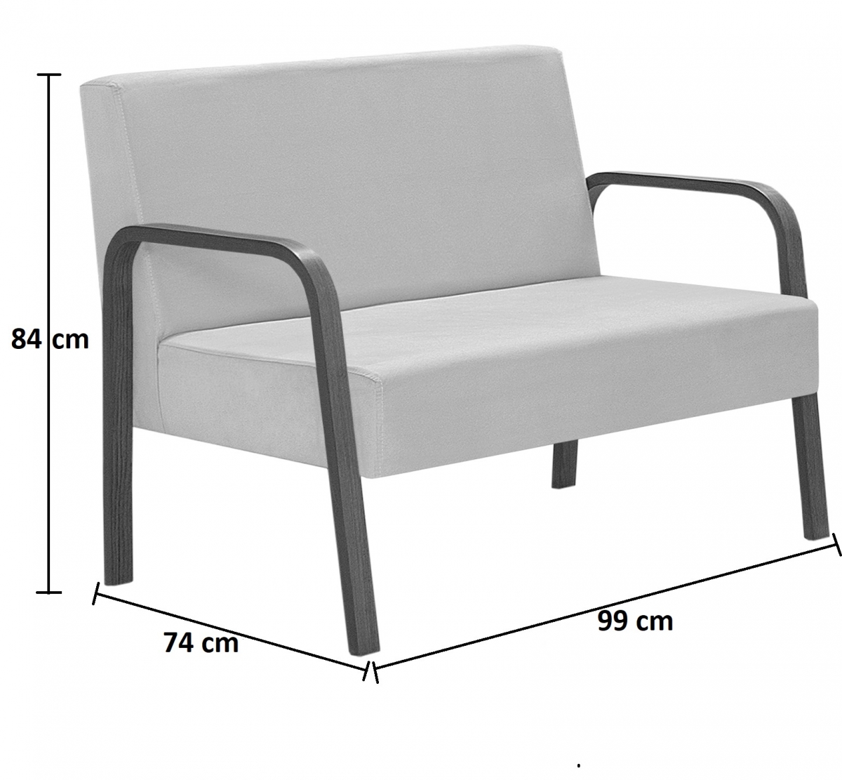 Conjunto Luna 1 Poltrona 2 Lugares e 2 Poltronas de 1 Lugar Braço Madeira  D Salla Courino Branco