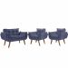 Conjunto Poltronas Decorativas Opalla 1 Namoradeira e 2 Poltronas de 1 Lugar Pés em Madeira D Salla Azul Bic