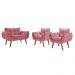 Conjunto Poltronas Decorativas Opalla 1 Namoradeira e 2 Poltronas de 1 Lugar Pés em Madeira D Salla Rosa