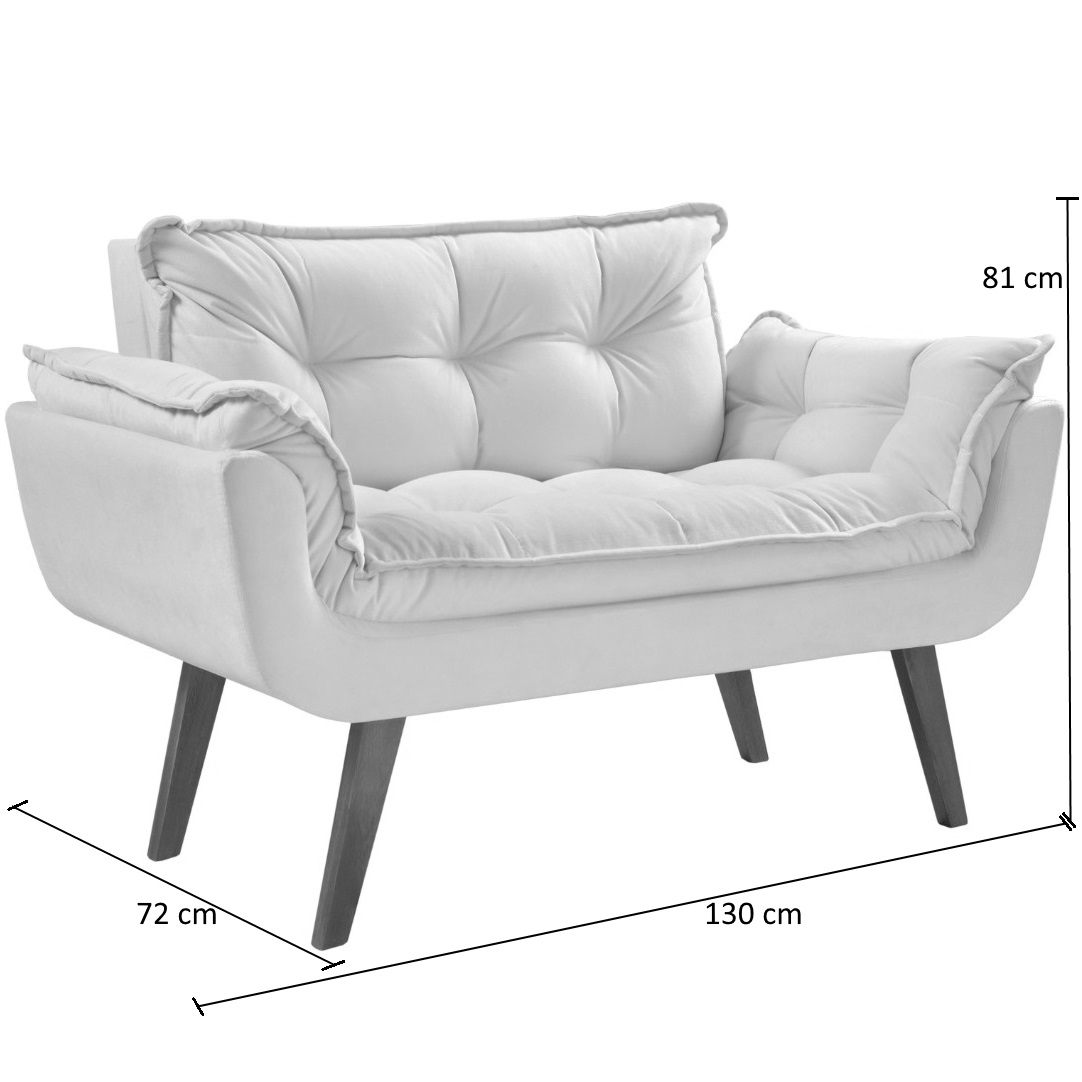 Conjunto Poltronas Decorativas Opalla 1 Namoradeira e 2 Poltronas de 1 Lugar Pés em Madeira D Salla Vermelho