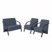 Conjunto Poltronas Vênus 1 Dois Lugares 2 Um Lugar Braços em Madeira 1 Namoradeira 2 de um Lugar D Salla Suede Azul Bic