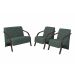 Conjunto Poltronas Vênus 1 Dois Lugares 2 Um Lugar Braços em Madeira 1 Namoradeira 2 de um Lugar D Salla Suede Verde