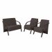 Conjunto Poltronas Vênus Braços em Madeira 1 Namoradeira 2 de um Lugar D Salla Suede Marrom