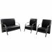 Conjunto Vênus  2 Poltronas de 1 Lugar e 1 de 2 Lugares Braço Alumínio  D Salla Tecido Sintético . Preto