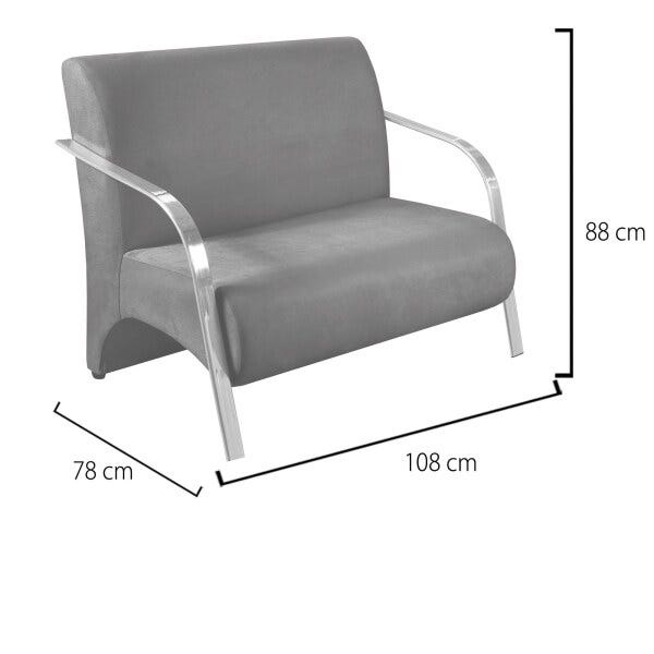 Conjunto Vênus  2 Poltronas de 1 Lugar e 1 de 2 Lugares Braço Alumínio  D Salla Tecido Sintético . Preto