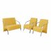 Conjunto Vênus  2 Poltronas de 1 Lugar e 1 de 2 Lugares Braço Alumínio  DSalla Suede.  Amarelo