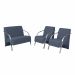 Conjunto Vênus  2 Poltronas de 1 Lugar e 1 de 2 Lugares Braço Alumínio  DSalla Suede.  Azul Bic