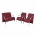 Conjunto Vênus  2 Poltronas de 1 Lugar e 1 de 2 Lugares Braço Alumínio  DSalla Suede.  Bordô