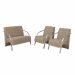 Conjunto Vênus  2 Poltronas de 1 Lugar e 1 de 2 Lugares Braço Alumínio  DSalla Suede.  Cappuccino