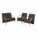 Conjunto Vênus  2 Poltronas de 1 Lugar e 1 de 2 Lugares Braço Alumínio  DSalla Suede.  Marrom