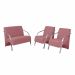 Conjunto Vênus  2 Poltronas de 1 Lugar e 1 de 2 Lugares Braço Alumínio  DSalla Suede.  Rosa