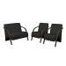 Conjunto Vênus  2 Poltronas de 1 Lugar e 1 de 2 Lugares Braço Madeira  D Salla Tecido Sintético  Preto