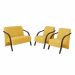 Conjunto Vênus  2 Poltronas de 1 Lugar e 1 de 2 Lugares Braço Madeira D Salla Suede Amarelo