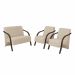 Conjunto Vênus  2 Poltronas de 1 Lugar e 1 de 2 Lugares Braço Madeira D Salla Suede Bege