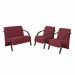 Conjunto Vênus  2 Poltronas de 1 Lugar e 1 de 2 Lugares Braço Madeira D Salla Suede Bordô