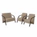 Conjunto Vênus  2 Poltronas de 1 Lugar e 1 de 2 Lugares Braço Madeira D Salla Suede Cappuccino