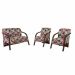 Conjunto Vênus  2 Poltronas de 1 Lugar e 1 de 2 Lugares Braço Madeira D Salla Suede Floral Vermelho 102