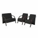 Conjunto Vênus  2 Poltronas de 1 Lugar e 1 de 2 Lugares Braço Madeira D Salla Suede Preto
